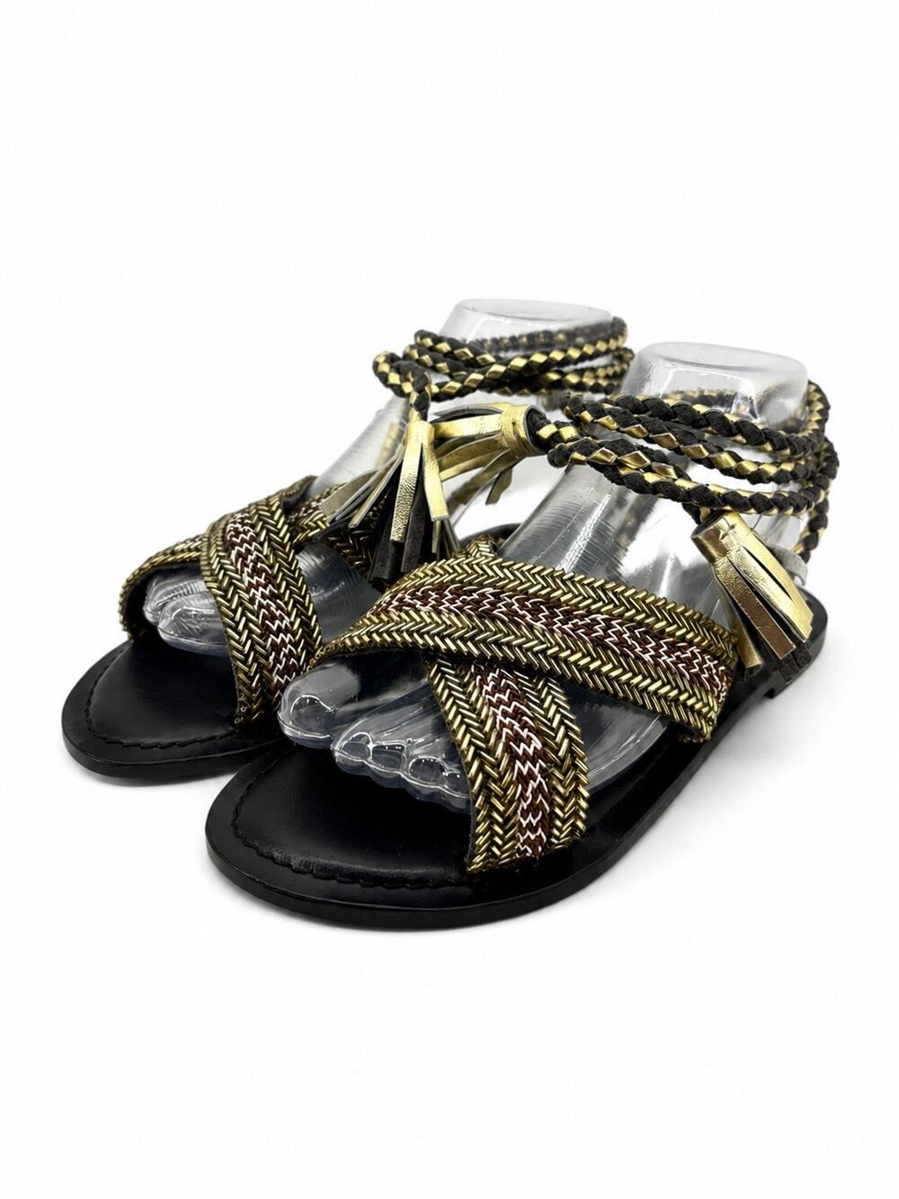 Z&L Bohemian Womens 6.5-7 Wrap-Around Gladiator Flat Sandals Leather Size 37